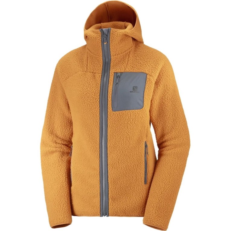 Dámské Bundy Salomon Outline Warm Teddy Full Zip Mango | CZ 48PJFLT